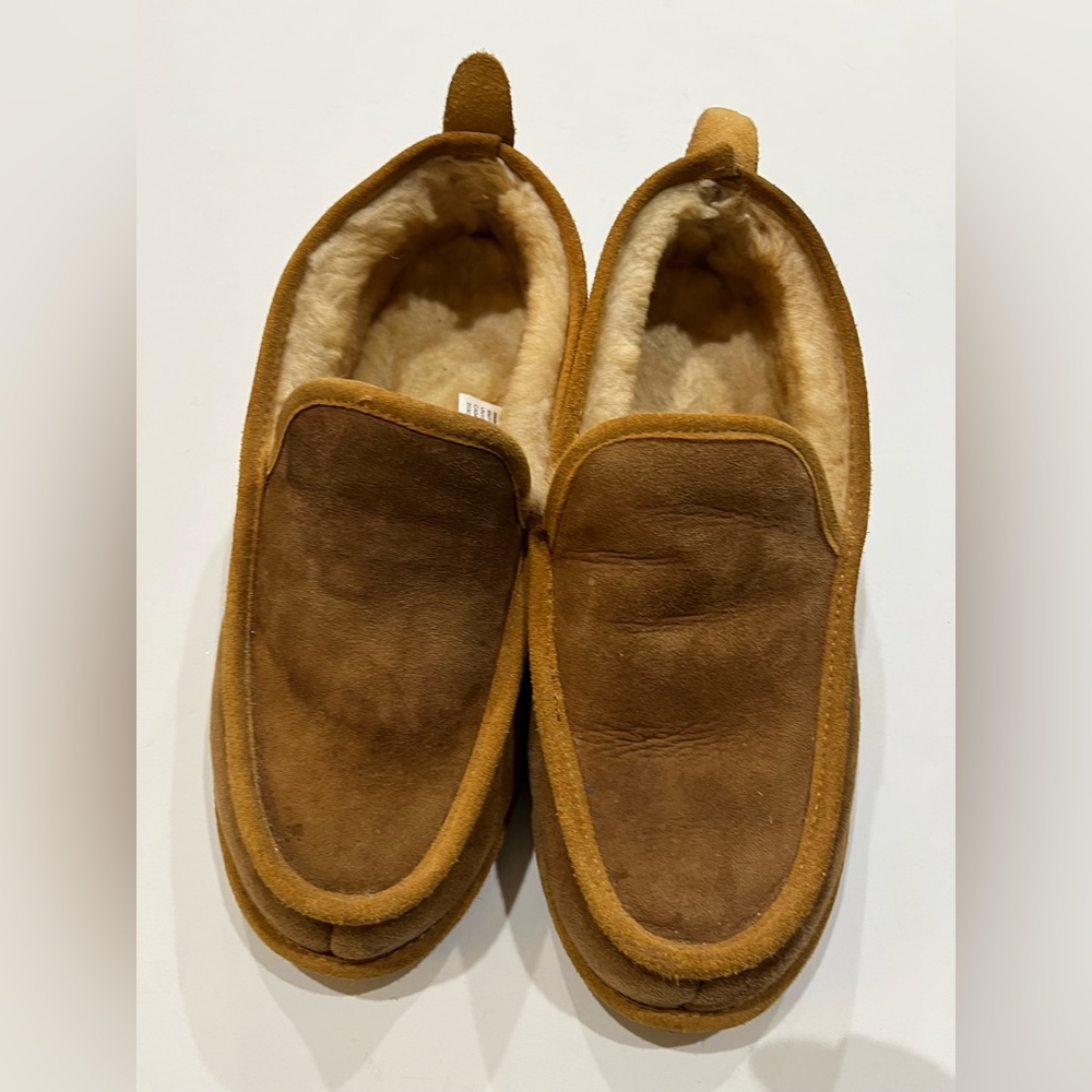 LL. Bean Tan Suede Wicked Good Slippers‎ with Sheepskin Shearling Lining Sz. 10 - Picture 2 of 8